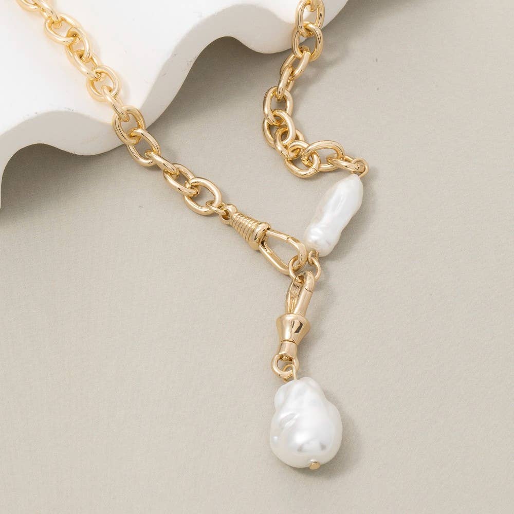 Pearl Pendant + Gold Chain Necklace - A3 Accessories - Jewelry - Clover + Bee