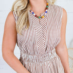 Peggy Brown Gingham Tiered Maxi Dress