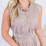 Peggy Brown Gingham Tiered Maxi Dress