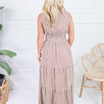 Peggy Brown Gingham Tiered Maxi Dress