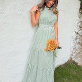 Peggy Green Gingham Tiered Maxi Dress
