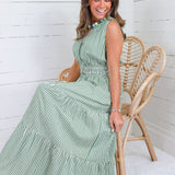 Peggy Green Gingham Tiered Maxi Dress