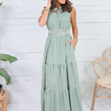 Peggy Green Gingham Tiered Maxi Dress