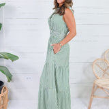 Peggy Green Gingham Tiered Maxi Dress