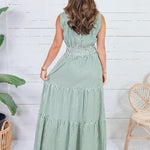 Peggy Green Gingham Tiered Maxi Dress