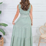 Peggy Green Gingham Tiered Maxi Dress
