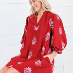 Peggy Merlot + Pink Florals Mini Dress Entro