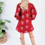 Peggy Merlot + Pink Florals Mini Dress Entro