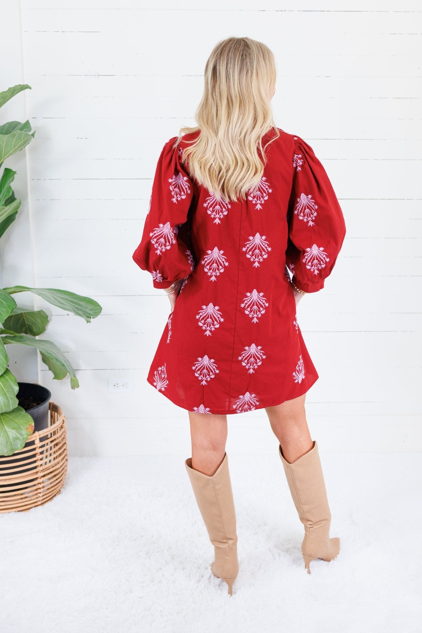 Peggy Merlot + Pink Florals Mini Dress Entro