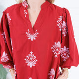 Peggy Merlot + Pink Florals Mini Dress Entro