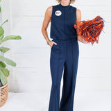 Penelope Navy Scuba Sleeveless Top Entro