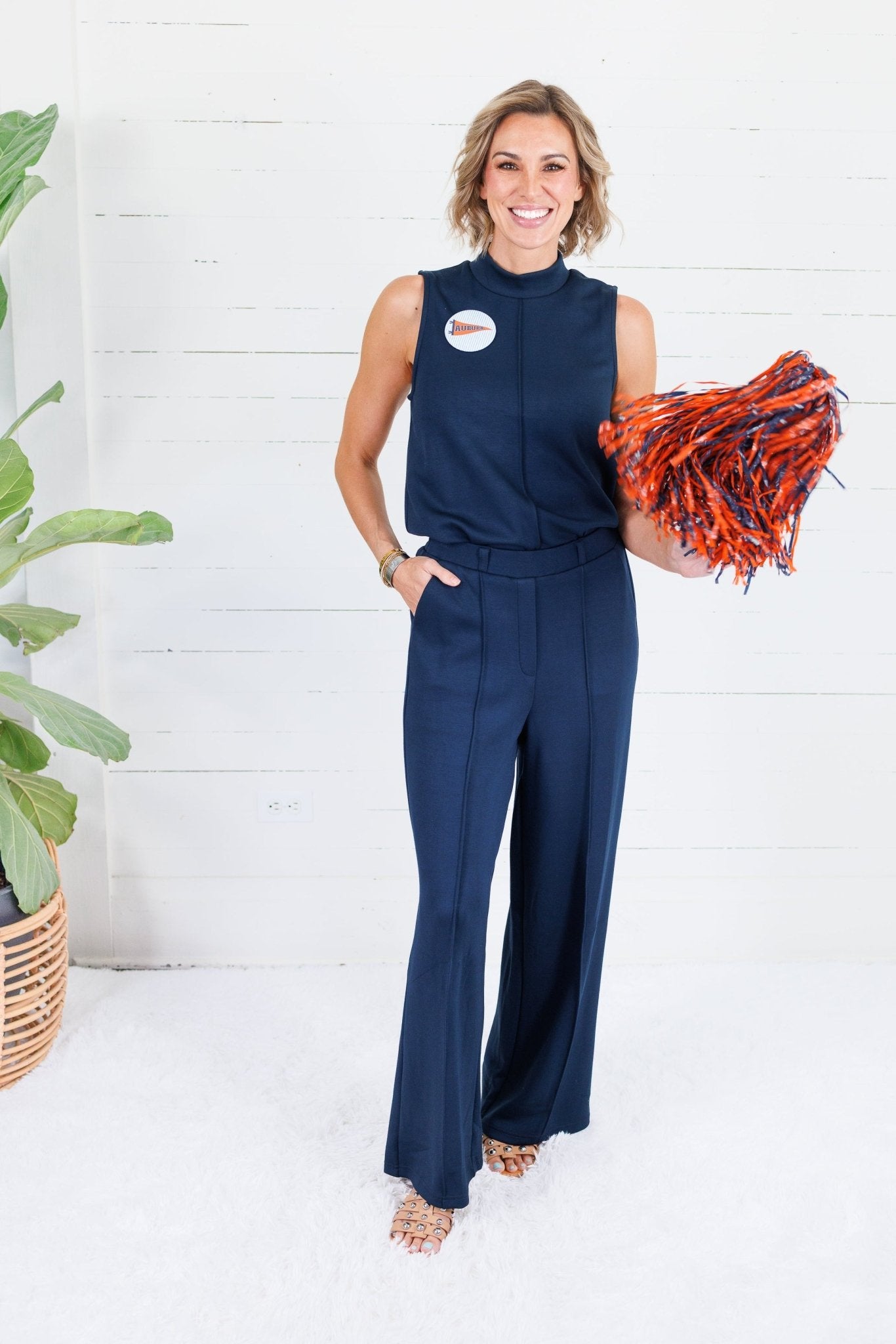 Penelope Navy Scuba Sleeveless Top Entro