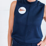 Penelope Navy Scuba Sleeveless Top Entro