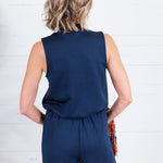 Penelope Navy Scuba Sleeveless Top Entro