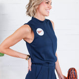 Penelope Navy Scuba Sleeveless Top Entro