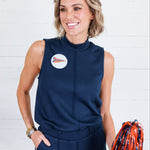 Penelope Navy Scuba Sleeveless Top Entro