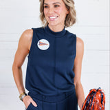 Penelope Navy Scuba Sleeveless Top Entro