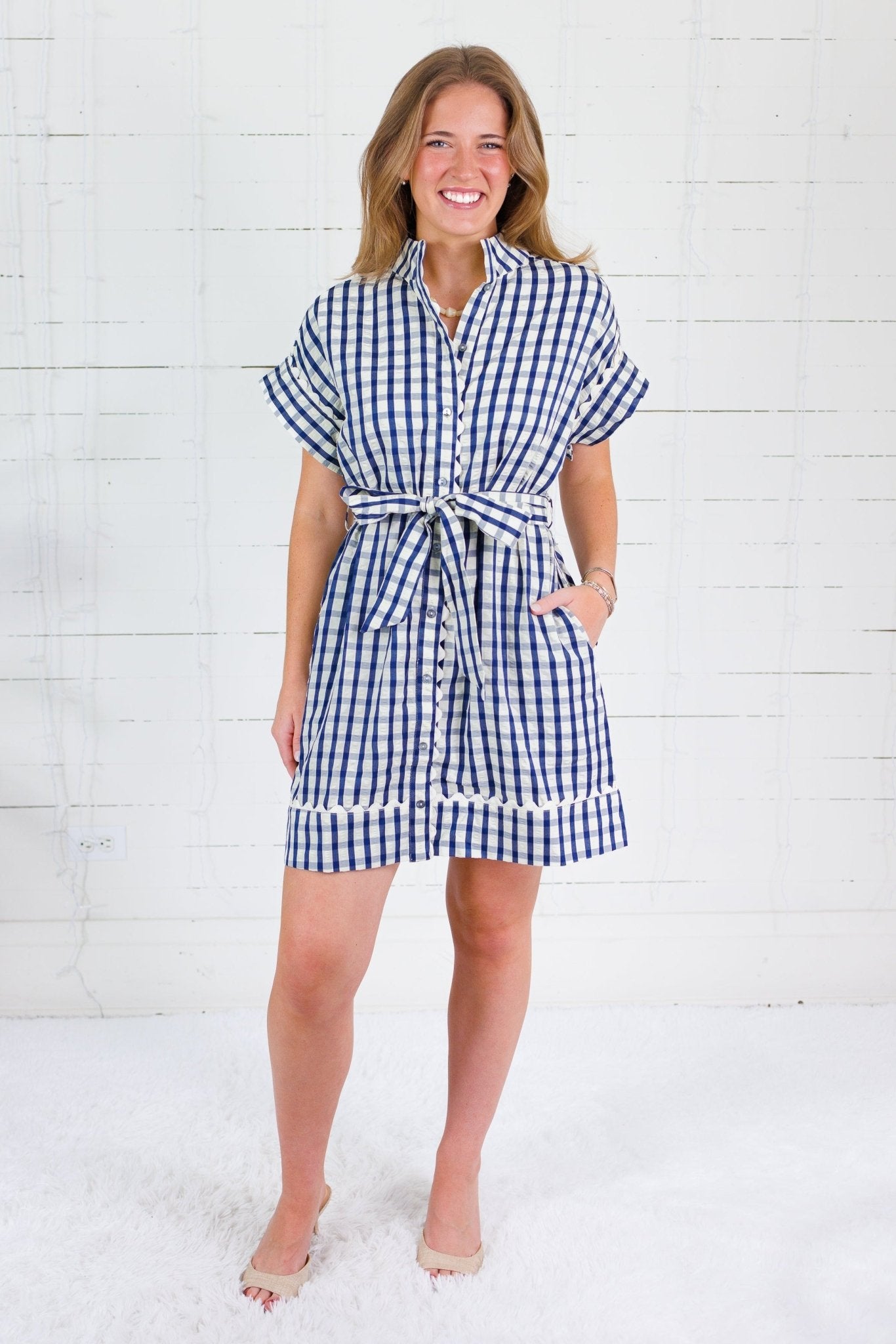 Phillips Navy + Ivory Gingham Mini Dress