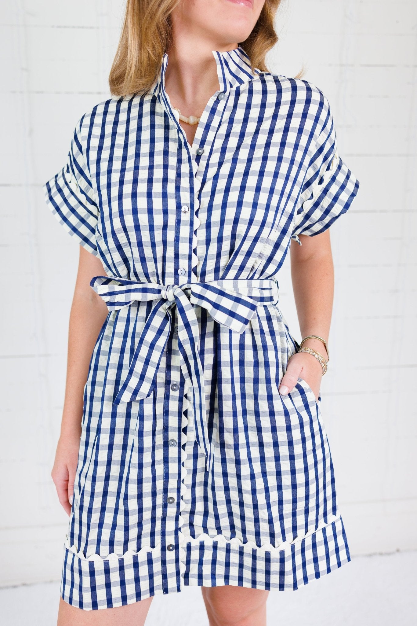 Phillips Navy + Ivory Gingham Mini Dress