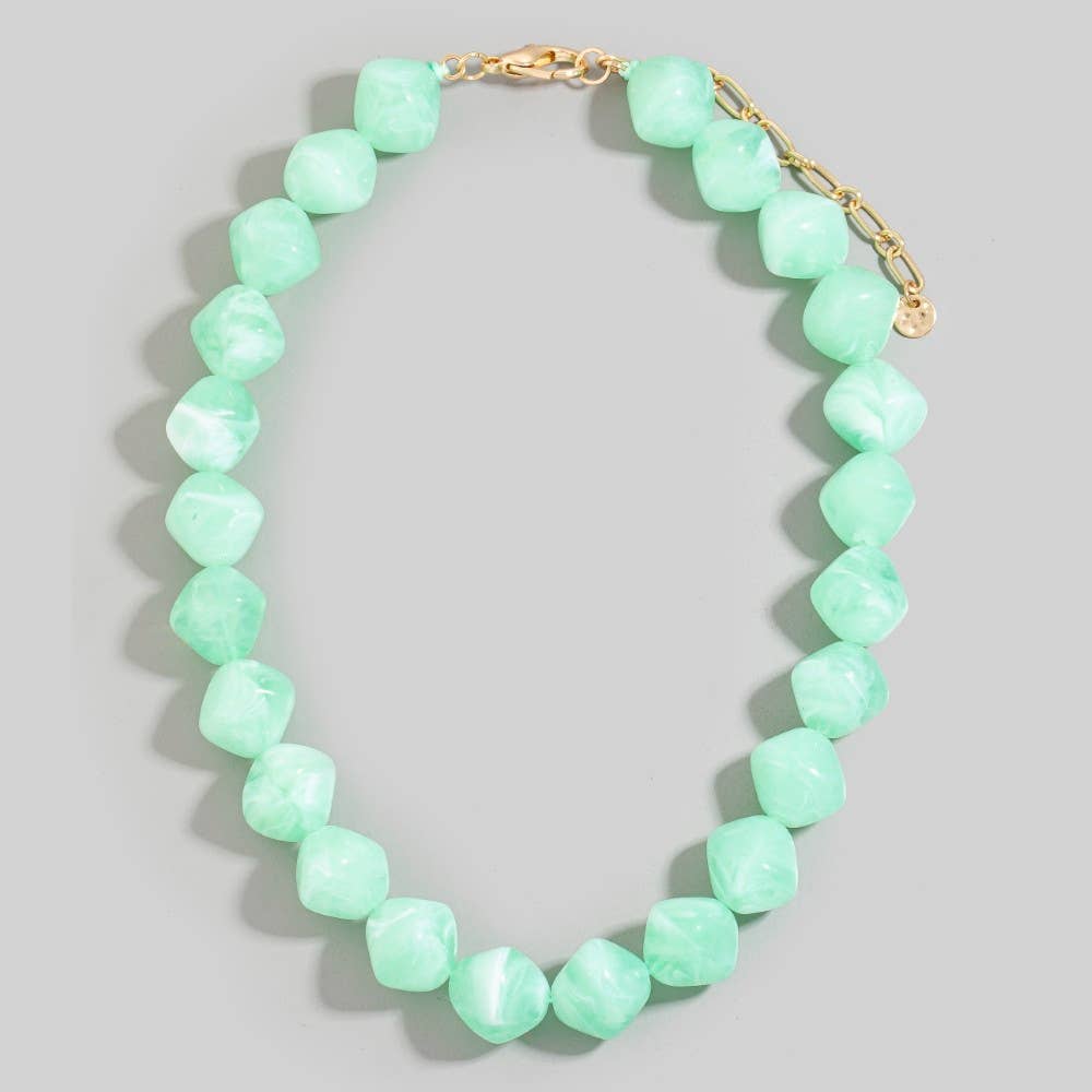 Pinched Marble Resin Beaded Necklace - A3 Accessories - Jewelry - Clover + Bee