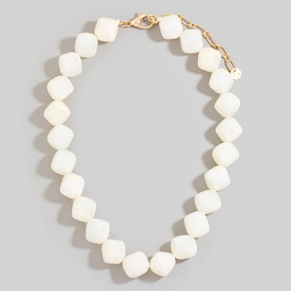 Pinched Marble Resin Beaded Necklace - A3 Accessories - Jewelry - Clover + Bee