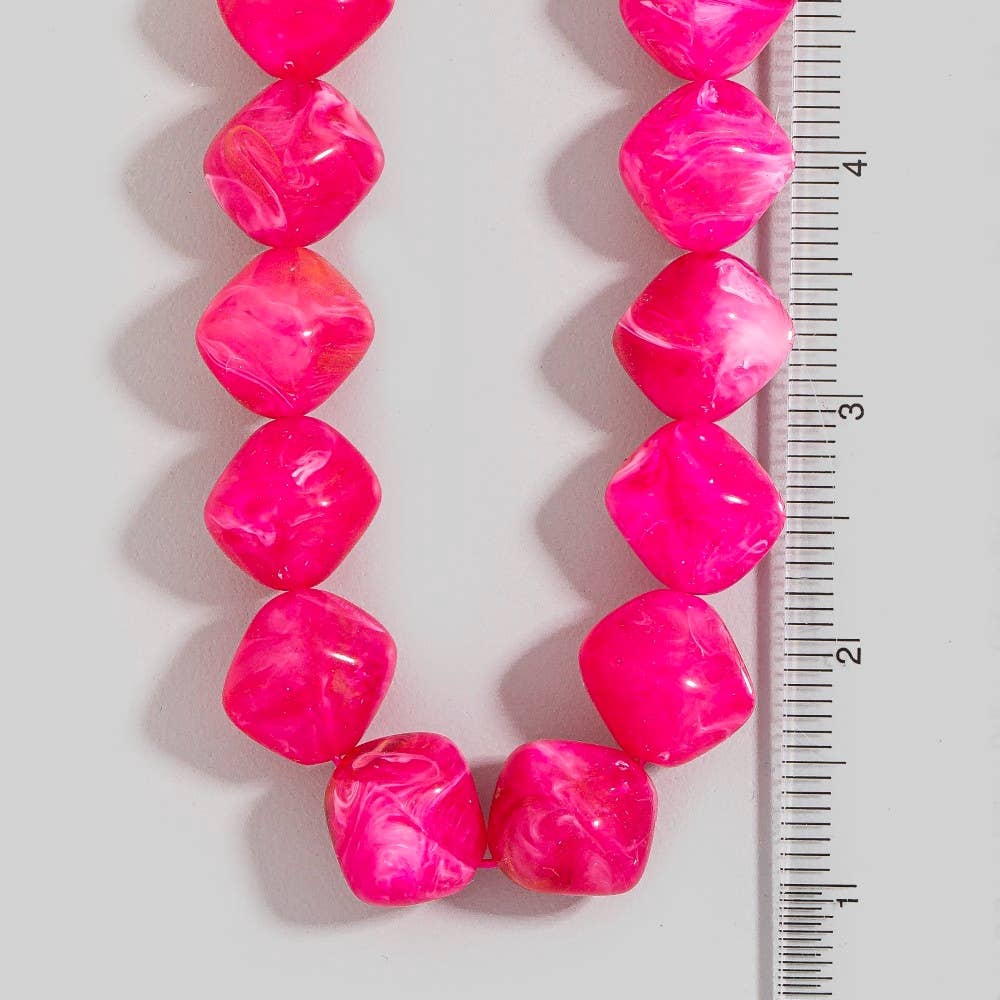 Pinched Marble Resin Beaded Necklace - A3 Accessories - Jewelry - Clover + Bee