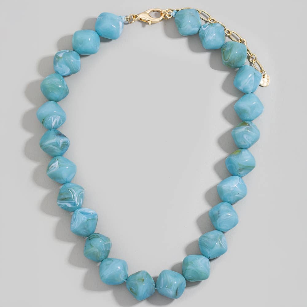 Pinched Marble Resin Beaded Necklace - A3 Accessories - Jewelry - Clover + Bee