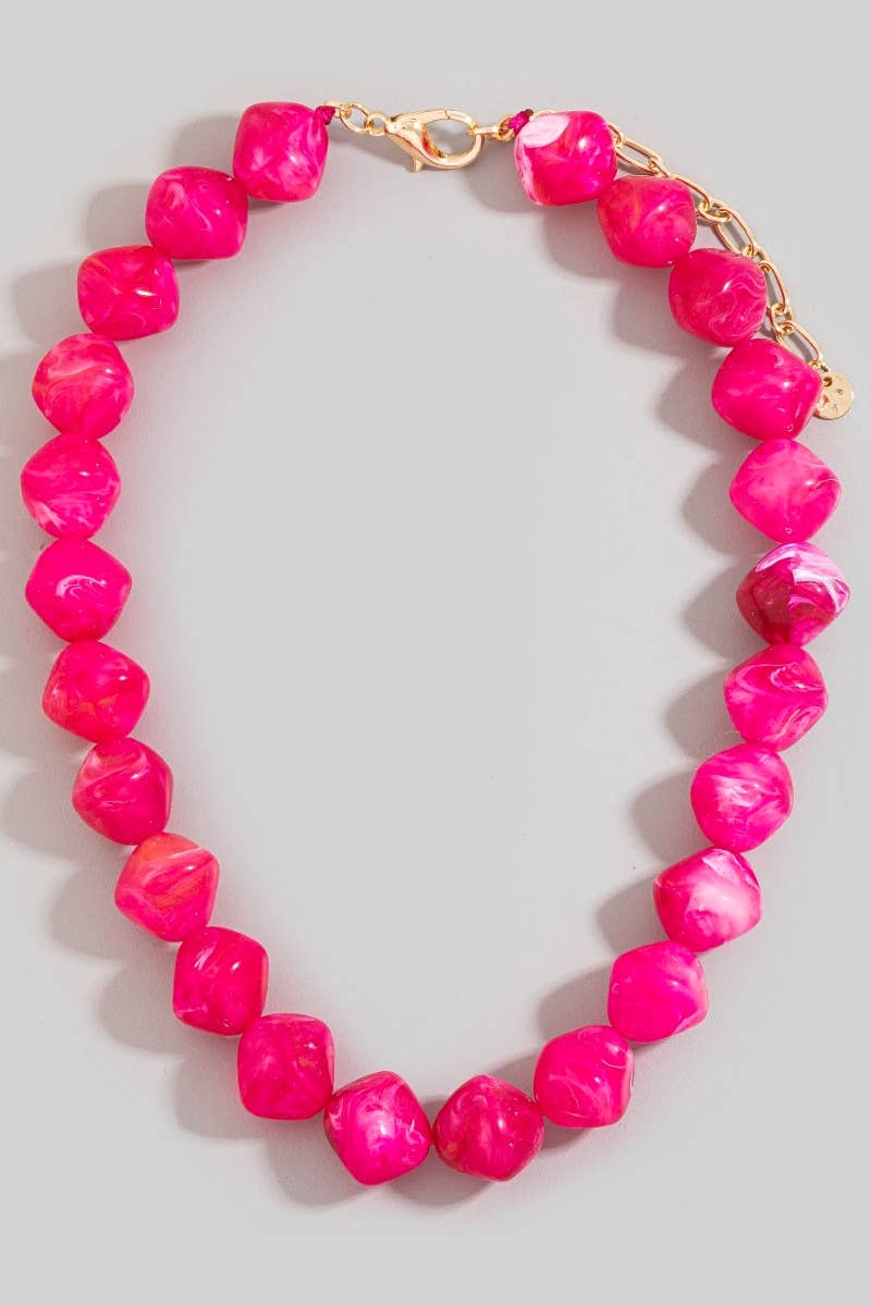 Pinched Marble Resin Beaded Necklace - A3 Accessories - Jewelry - Clover + Bee