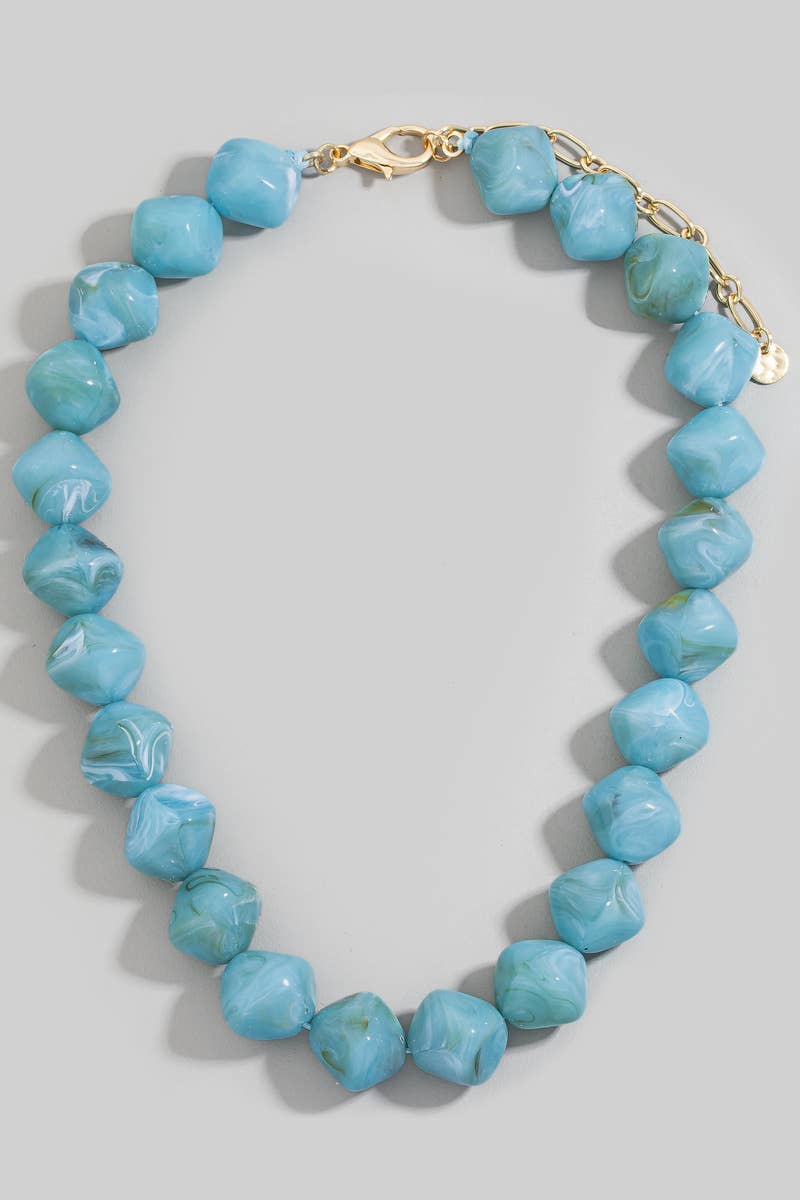Pinched Marble Resin Beaded Necklace - A3 Accessories - Jewelry - Clover + Bee