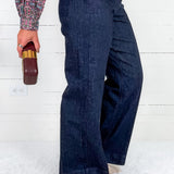 Pintuck Dark High Rise Trouser Wide Leg Denim JBD