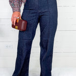 Pintuck Dark High Rise Trouser Wide Leg Denim JBD