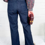 Pintuck Dark High Rise Trouser Wide Leg Denim JBD