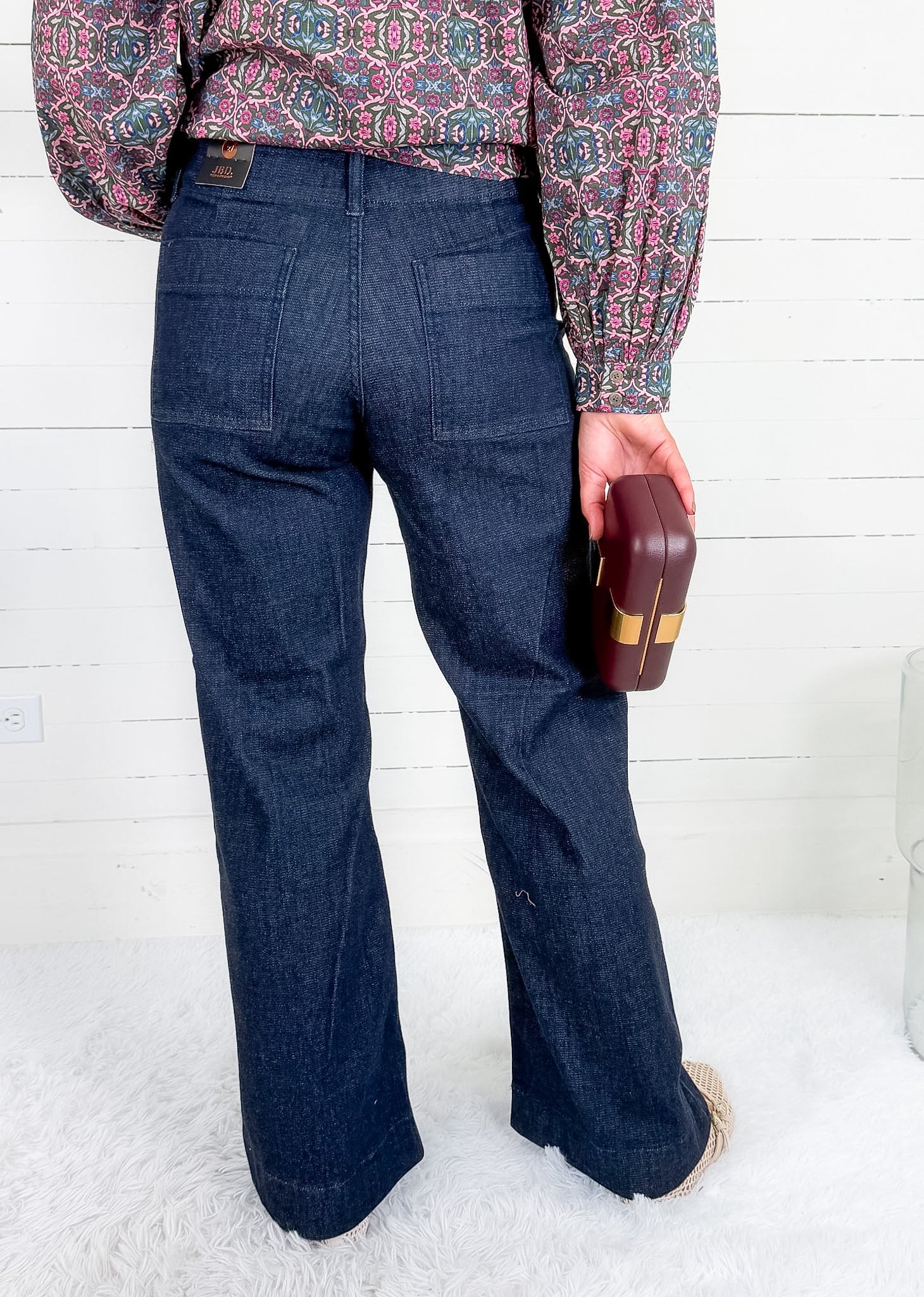 Pintuck Dark High Rise Trouser Wide Leg Denim JBD
