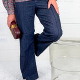 Pintuck Dark High Rise Trouser Wide Leg Denim JBD