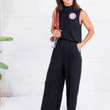 Pippa Black Scuba Wide Leg Pants Entro