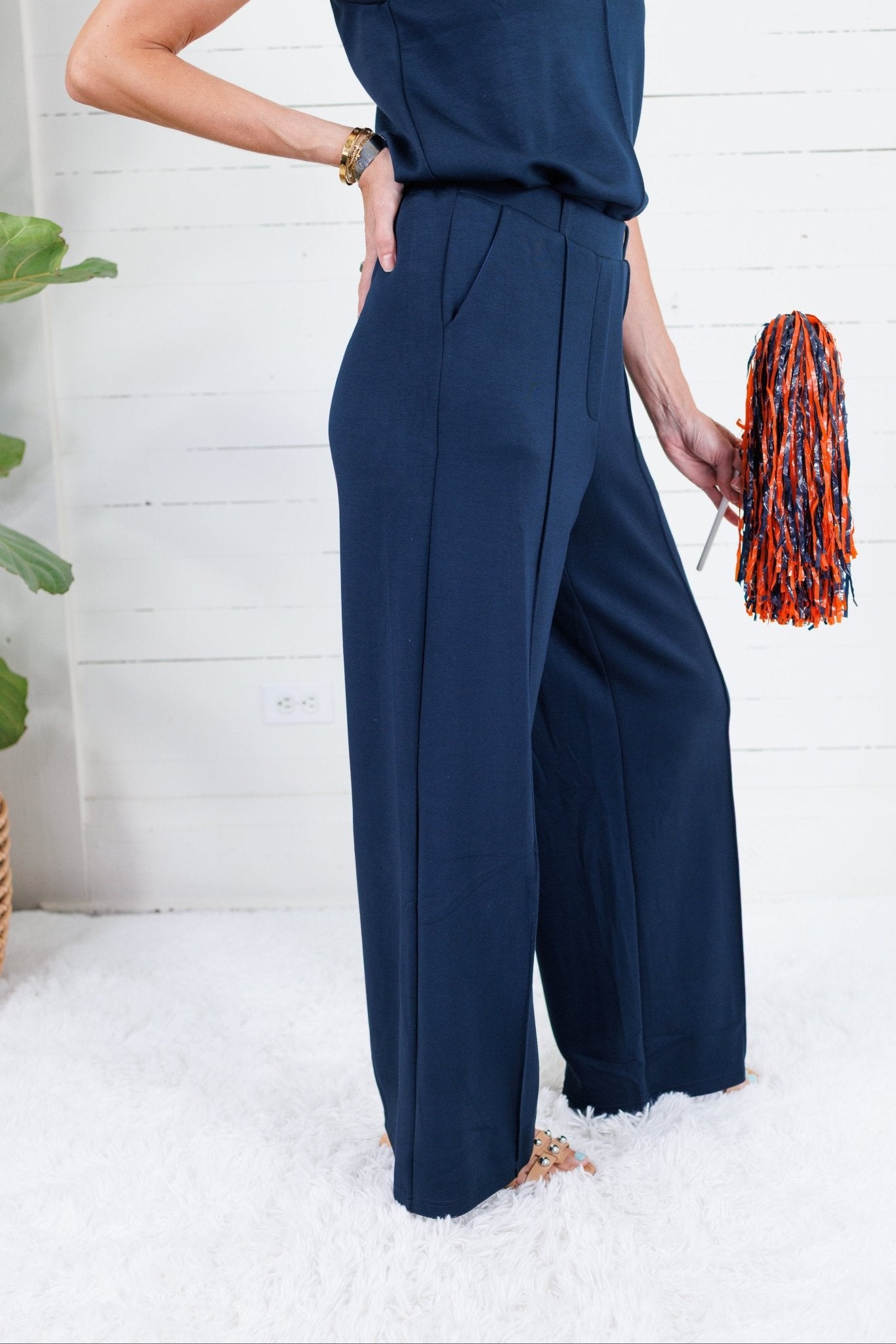 Pippa Navy Scuba Wide Leg Pants Entro