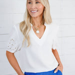Piston White Cut Out Sleeve Top Elan 