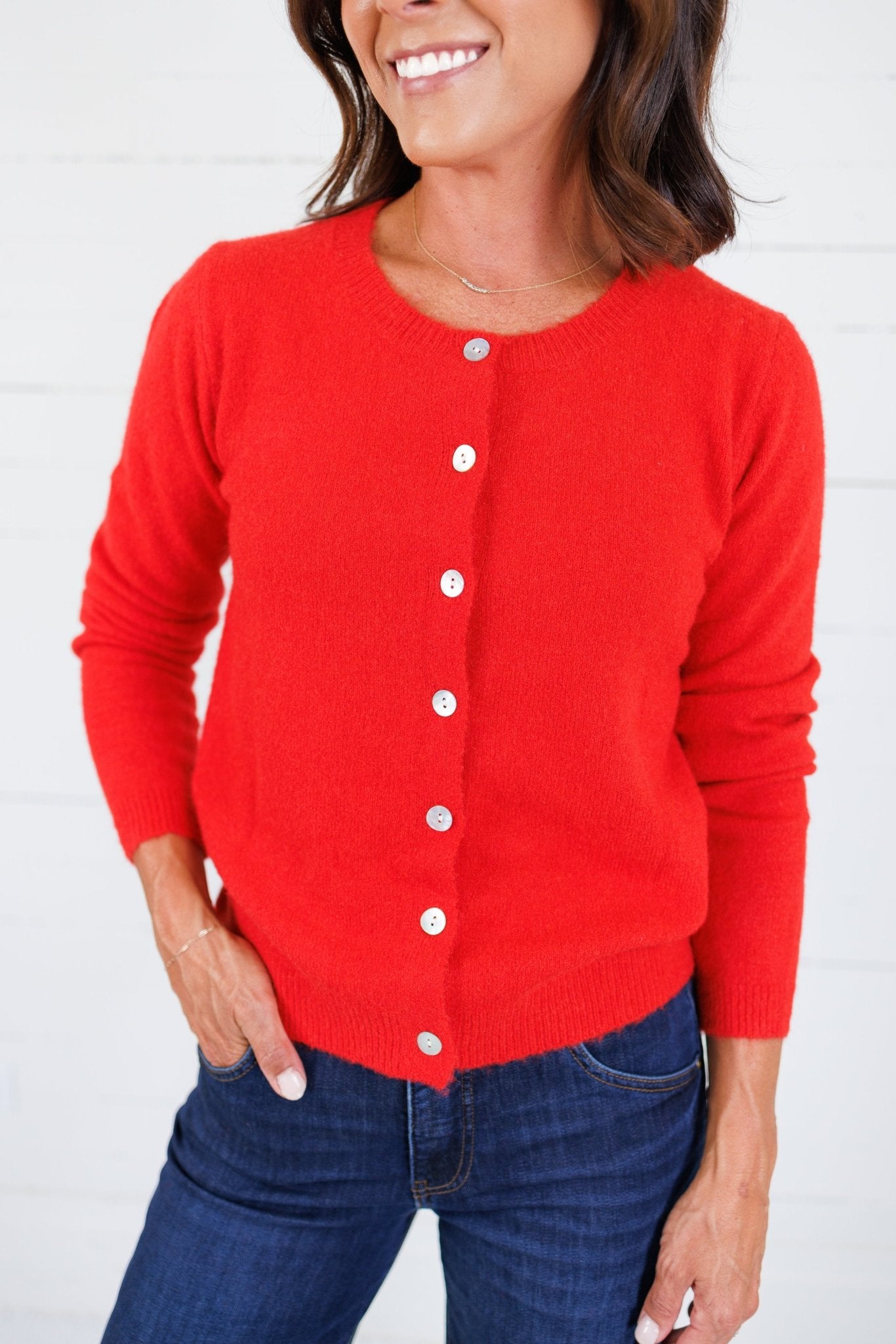 Polly Cherry Red Cardigan Molly Bracken