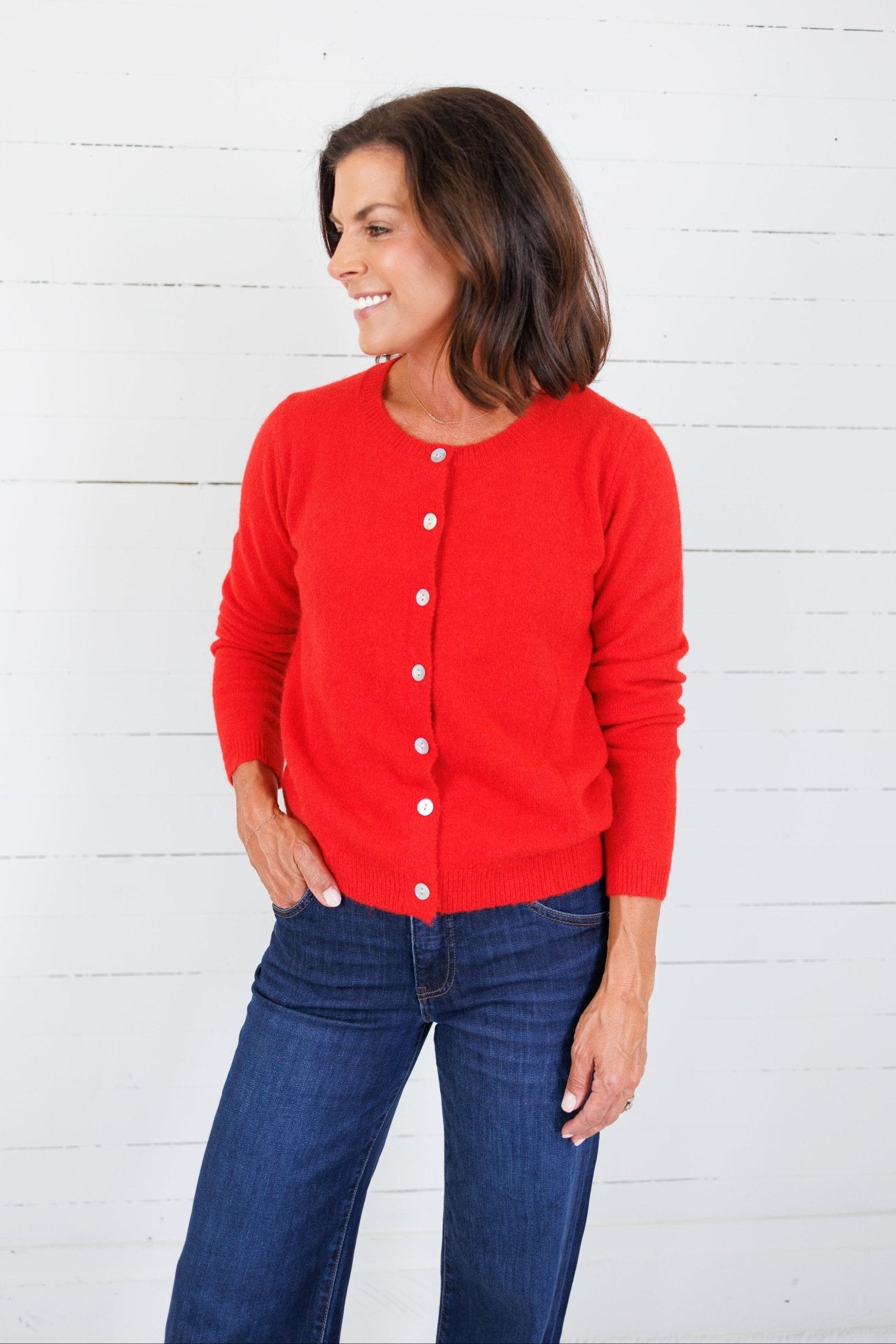 Polly Cherry Red Cardigan Molly Bracken