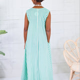 Poole Aqua Seersucker Stripe Scoop Maxi Dress Karlie