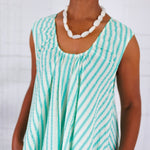Poole Aqua Seersucker Stripe Scoop Maxi Dress Karlie