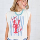 Poppy & Pine Ivory Cape Cod Lobster Sleeveless Tee Poppy & Pine