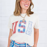 Poppy & Pine Ivory USA Patchwork Cropped Tee