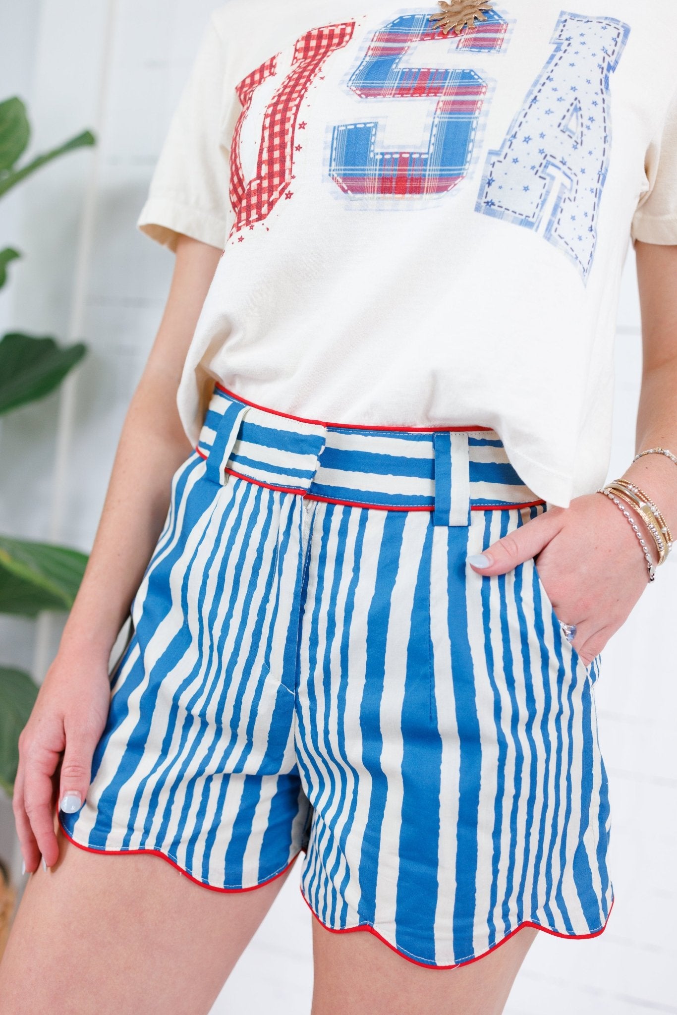 Poppy & Pine Ivory USA Patchwork Cropped Tee