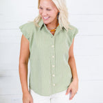 Porter Olive Gingham Bubble Sleeve Top Karlie