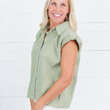 Porter Olive Gingham Bubble Sleeve Top Karlie