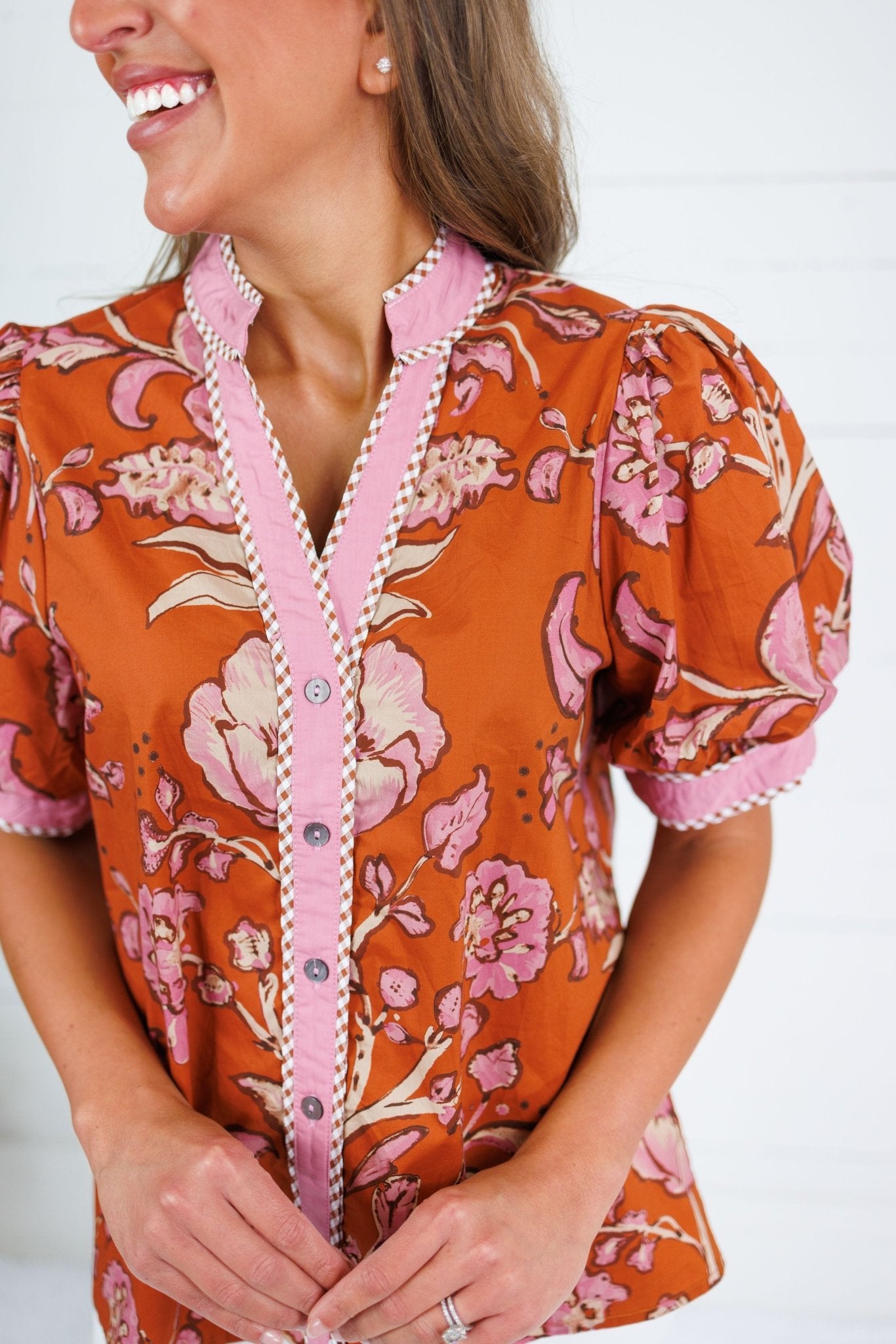Porter Rust + Pink Trimmed Top Entro