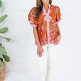 Porter Rust + Pink Trimmed Top Entro