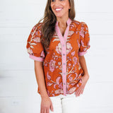 Porter Rust + Pink Trimmed Top Entro