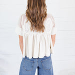 Poston Ivory Suede and Mesh Lace Top Fate